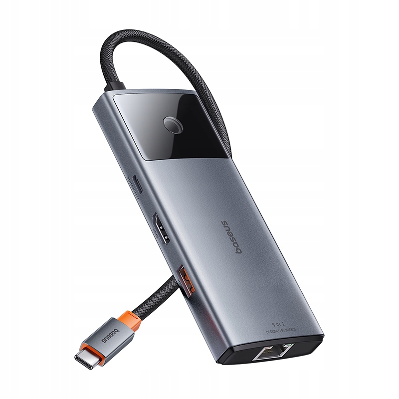 Dokovací stanice 6v1 Baseus Metal Gleam 2 100W 2xUSB-C 2xUSB Hdmi RJ45 šedá