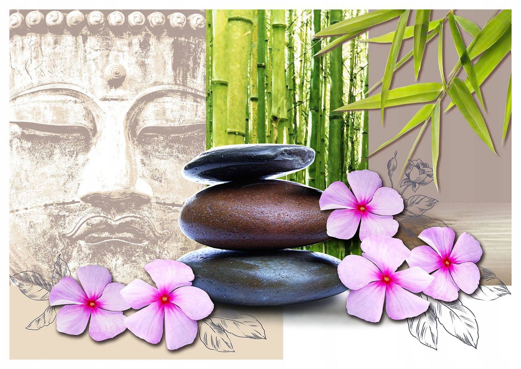 Vliesová fototapeta Buddha Bambus a kamene Zen Relax 368x254 lepidlo