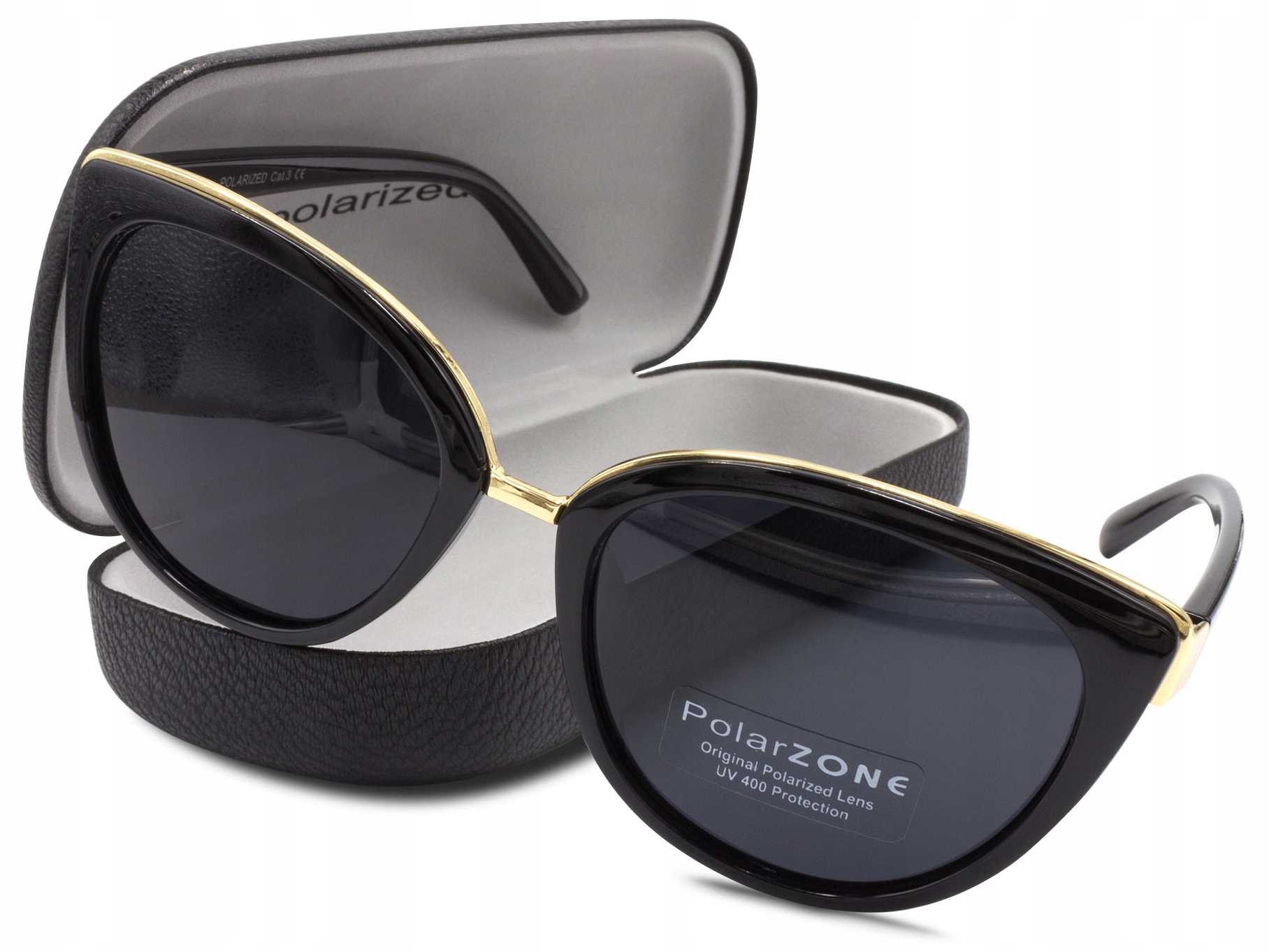 OKULARY PRZECIWSŁONECZNE POLARYZACYJNE DAMSKIE KOCIE FILTR UV400 + ETUI