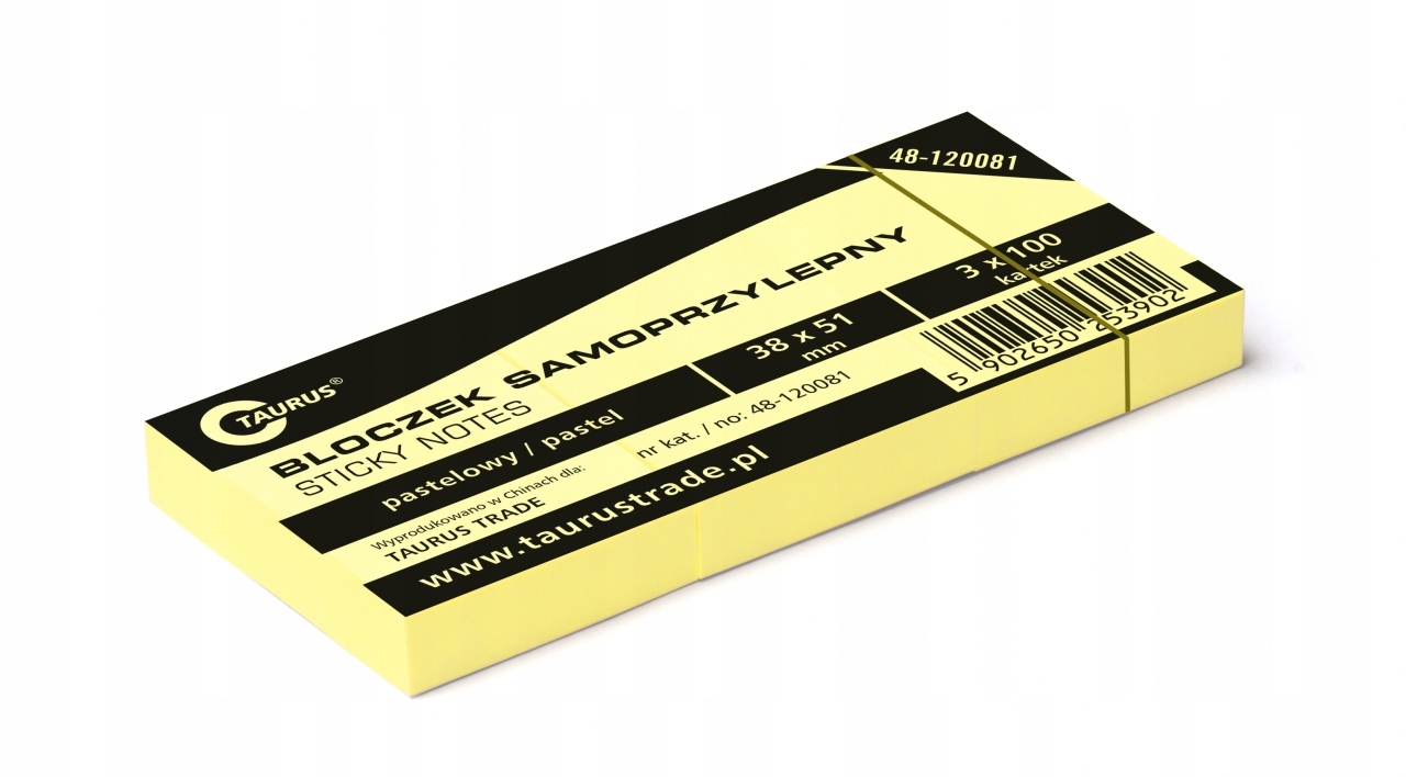 

Karteczki samoprzylepne notes Taurus 38x51 3szt.