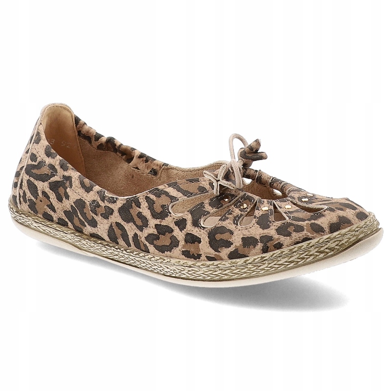 Béžové baleríny Armodo Stylové ploché Dámské boty Leopard