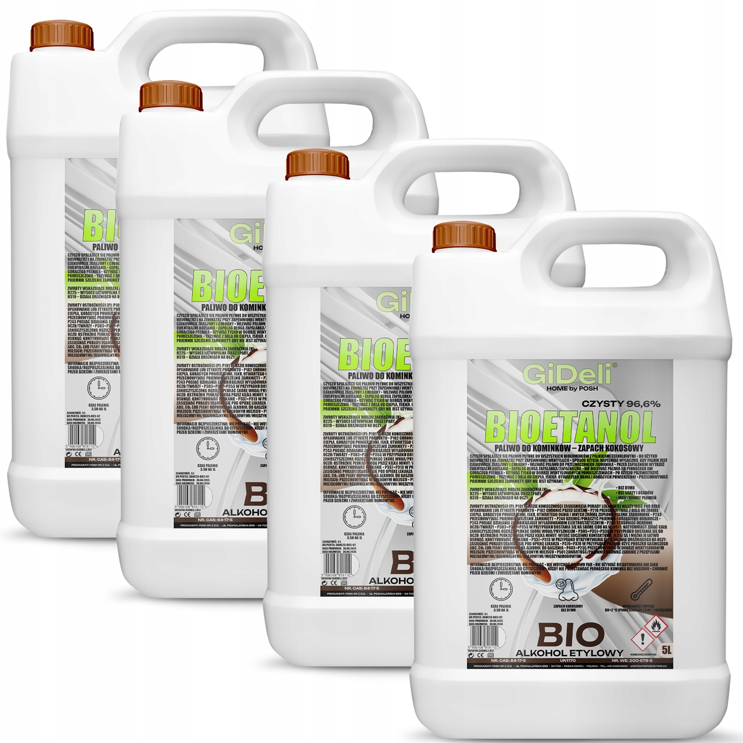 Bioetanol do krbu 4 x 5 l s vůní kokosu, biopalivo