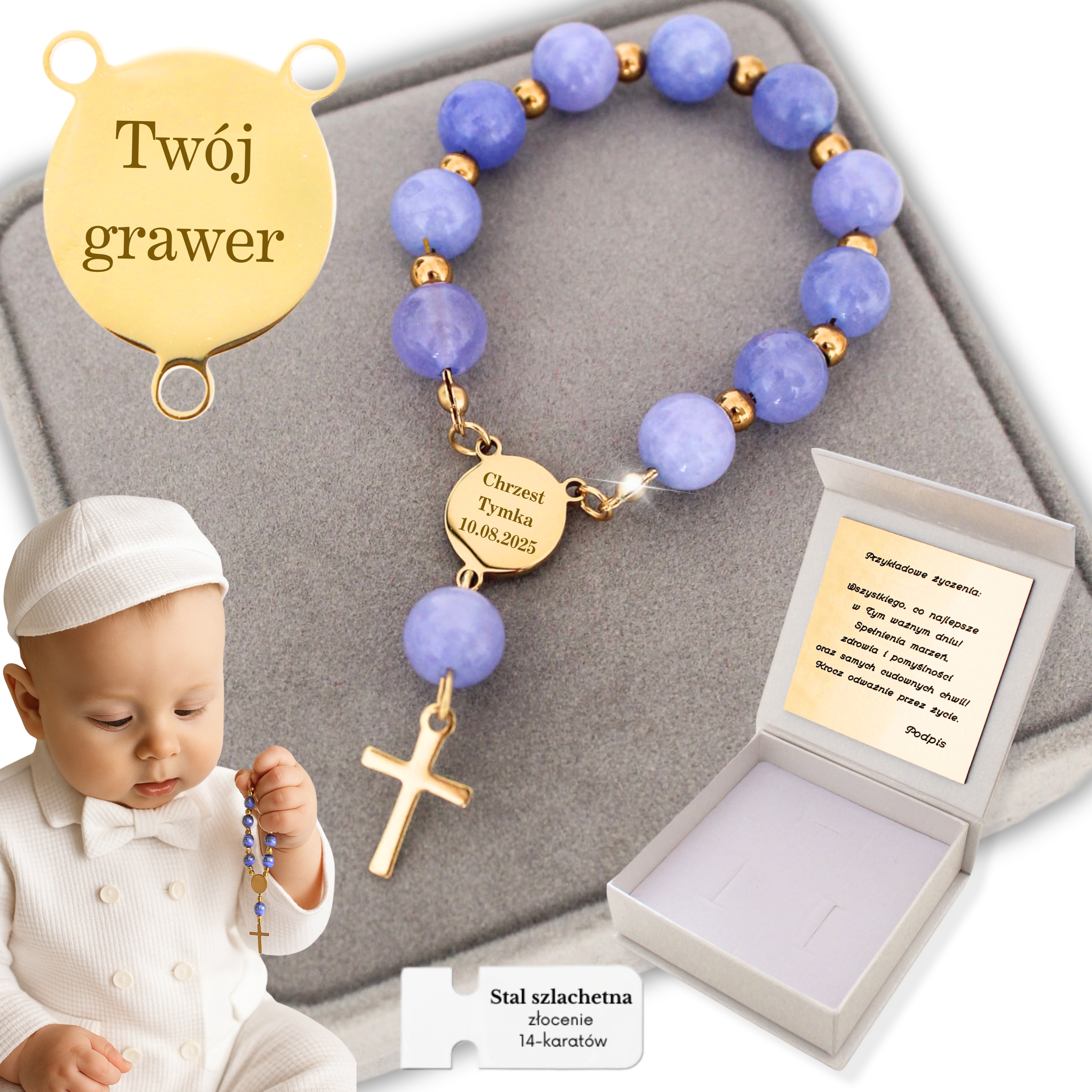 Dárek Ke Křtinám Svatý růženec Dárek na křtiny pro chlapce nebo dívku