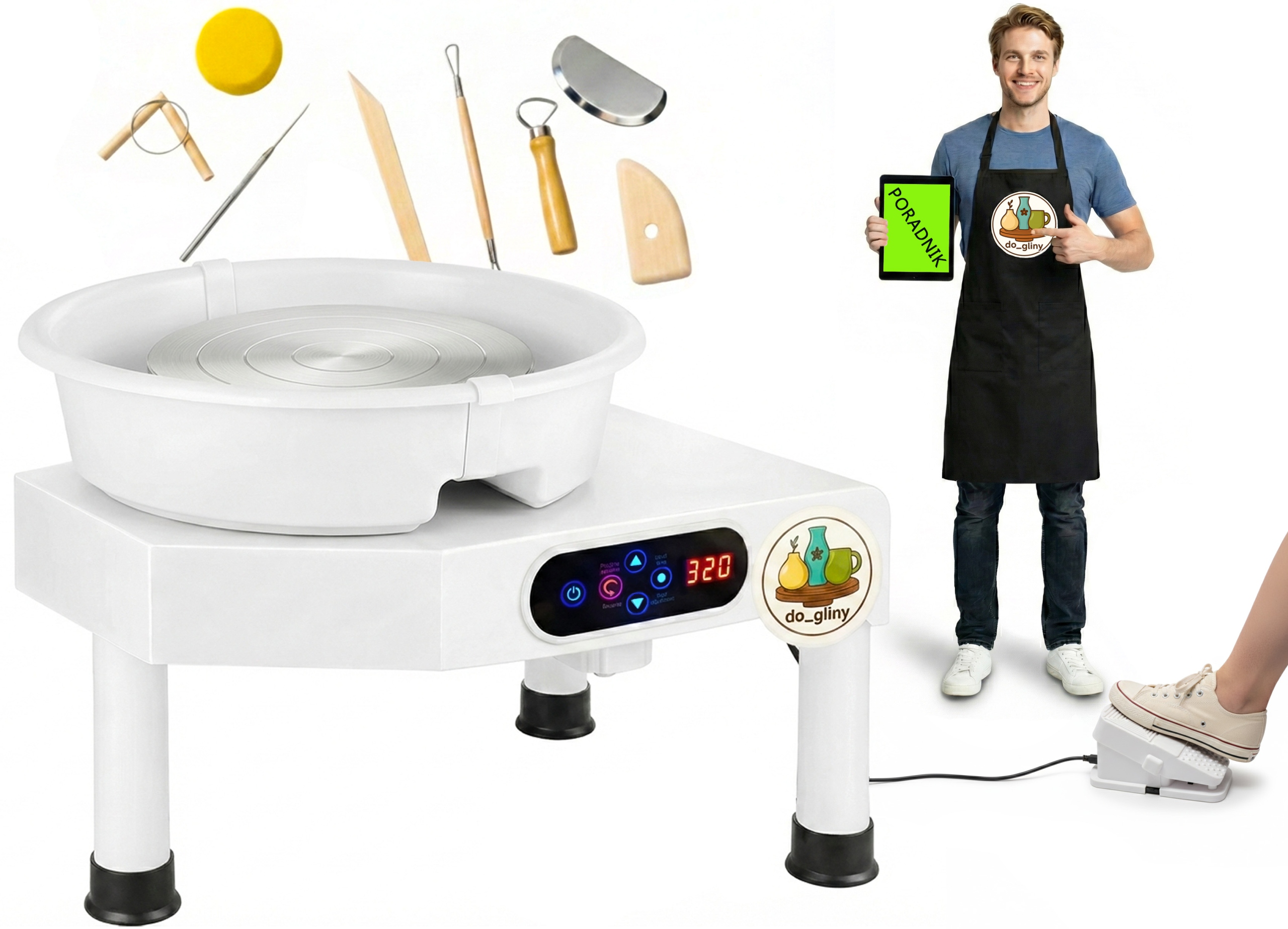 Elektrické hrnčířské kolečko sada nářadí návod zástěra