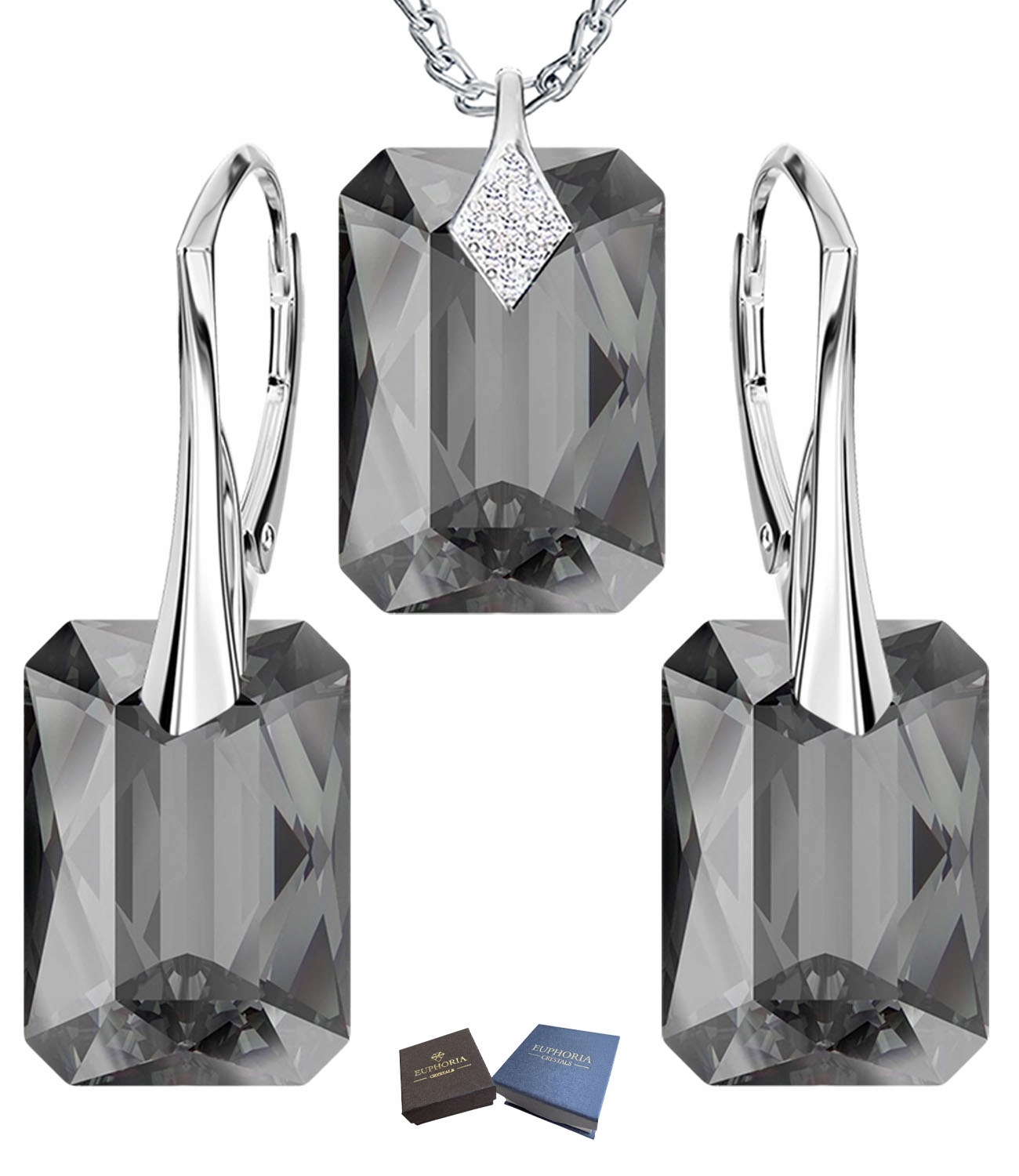 Sada stříbrných šperků Stříbro 925 Sada Náušnice Řetízek se zirkony