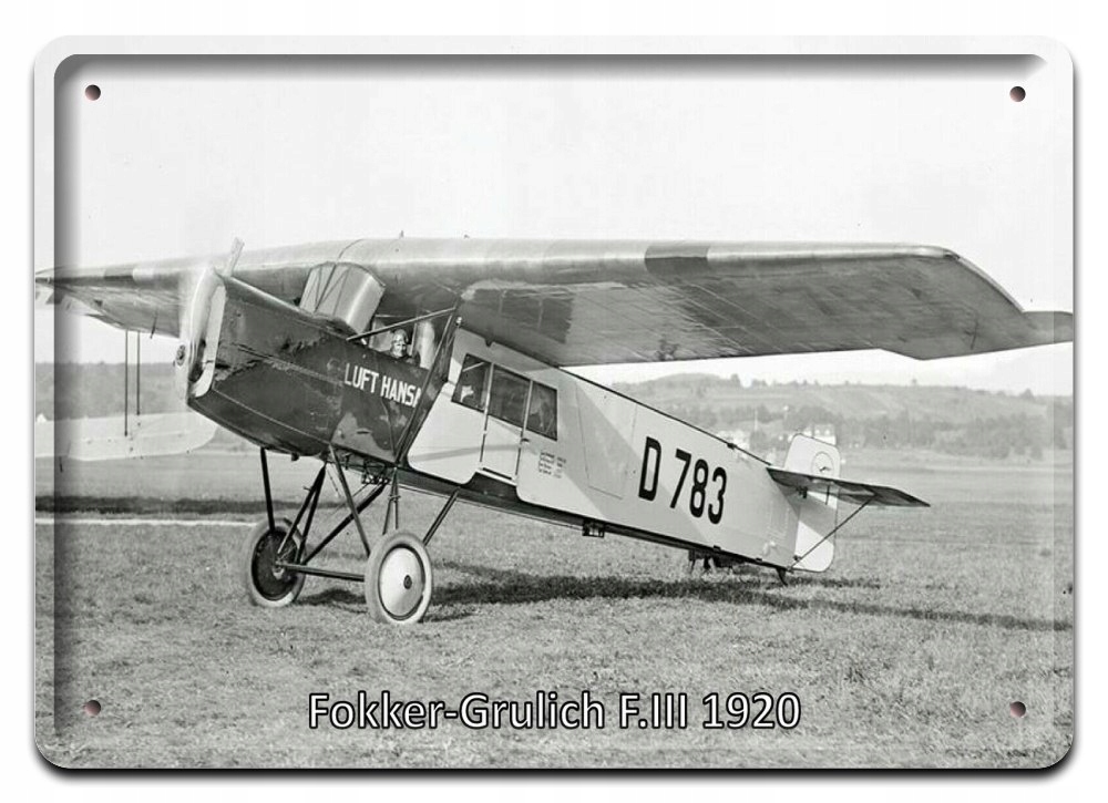 Samolot Foker Metalowy Szyld Plakat Retro #11709