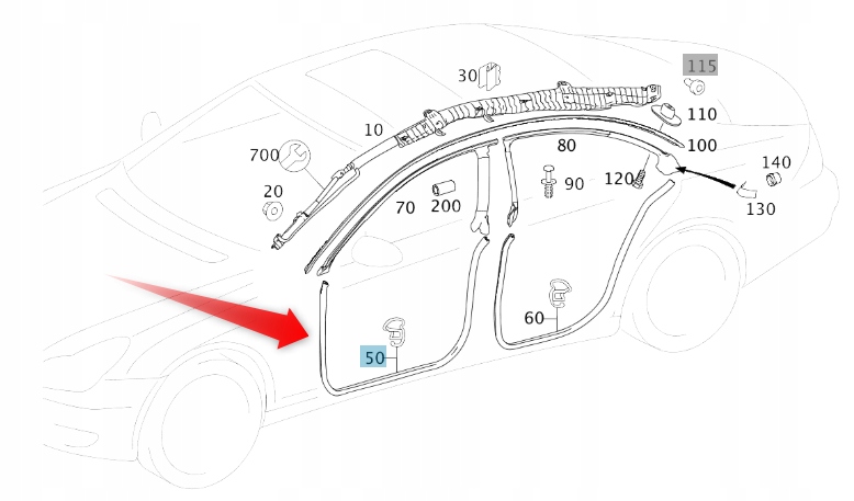 Těsnění Dveří Řidiče Mercedes Cls C219 A21969701519B00