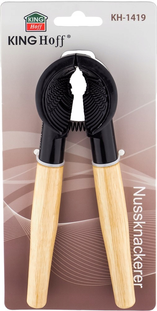 STALOWY DZIADEK DO ORZECHÓW DREWNO RĄCZKI KINGHOFF Długość 17 mm