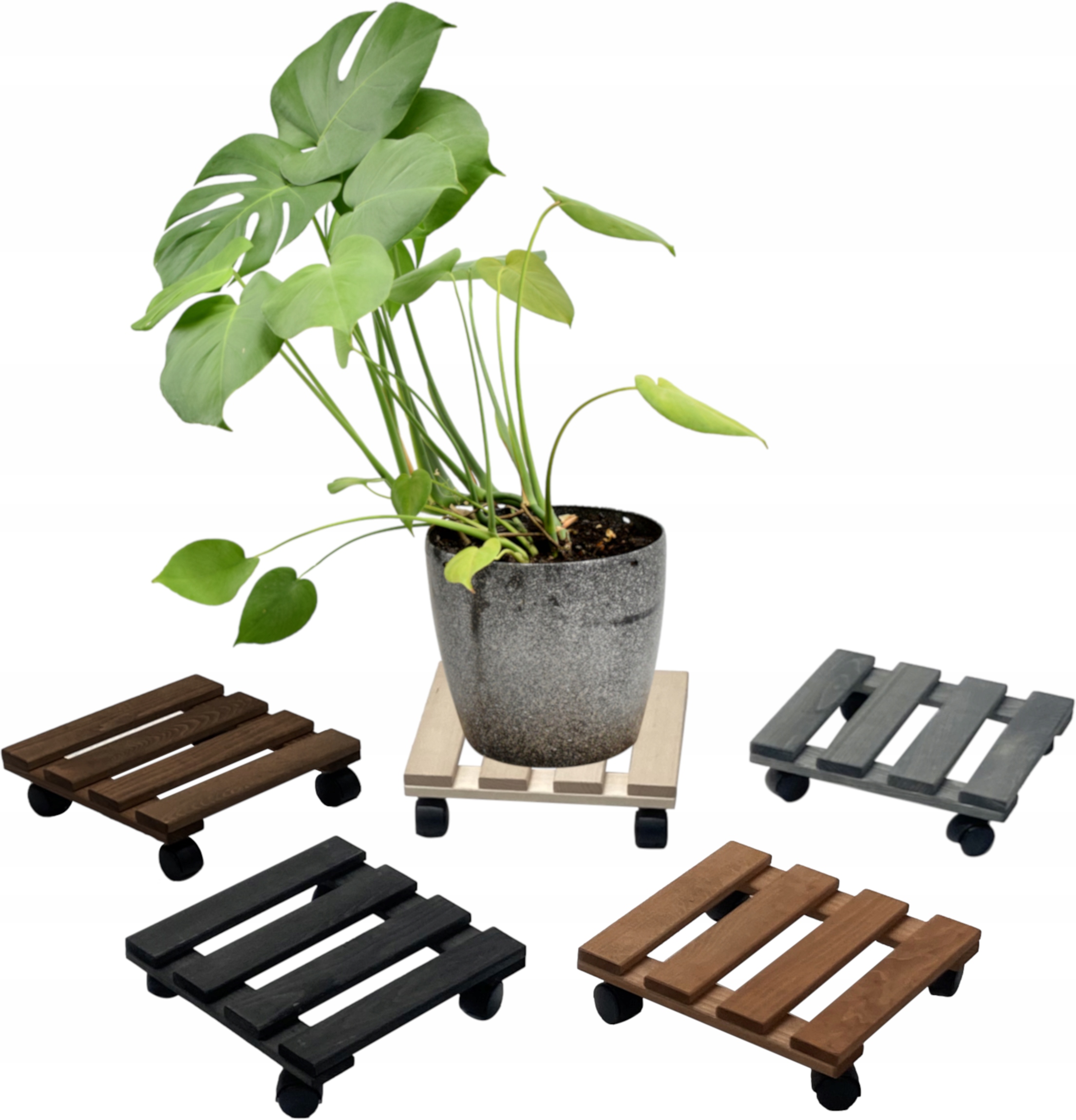 PODEST PODSTAWKA DREWNIANA POD KWIATEK DONICĘ DONICZKĘ NA KÓŁKACH SOLIDNA EAN (GTIN) 5905919019721