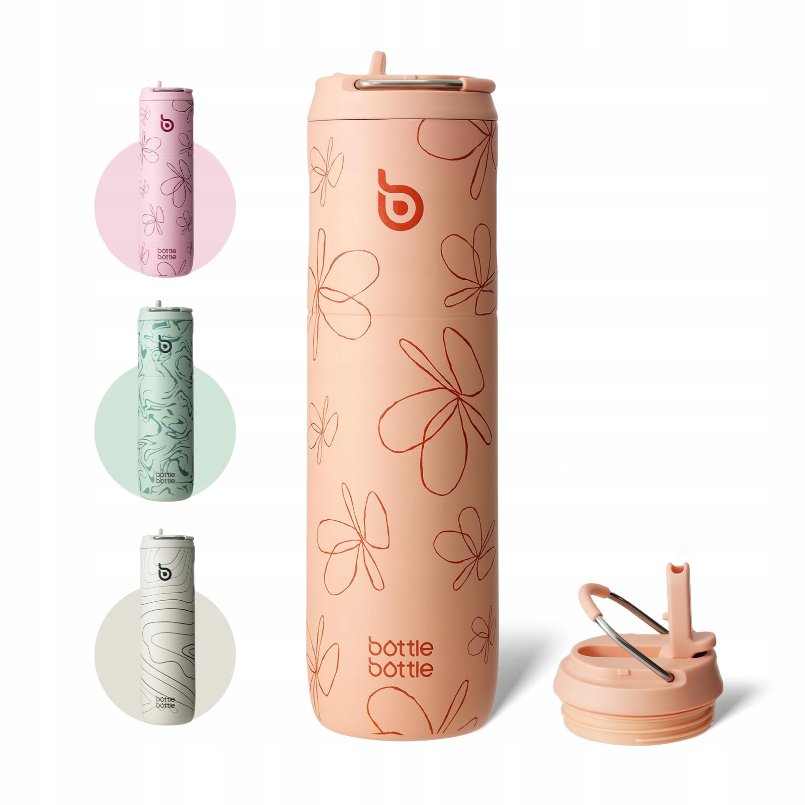 Bottle Bottle Izolovaná ocelová láhev 750 ml Slámka Držák Květiny