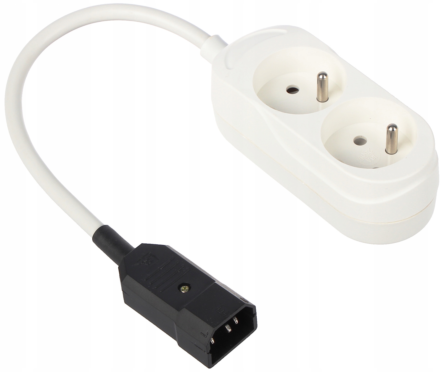 REDUKCJA PRZEJŚCIÓWKA ADAPTER WTYK IEC320 / 2 x GNIAZDO ZASILANIA CEE 7/5