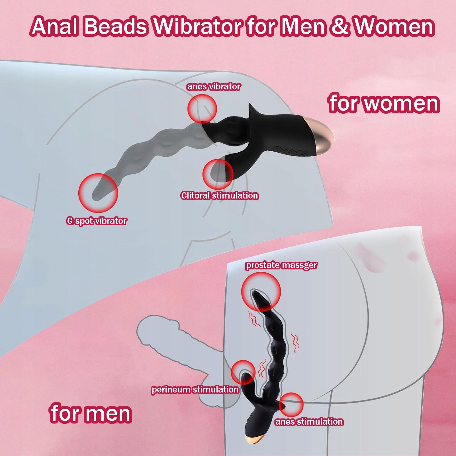 ANALVIBRATOR Wibrator Analny 10 Trybów Silikonowy Dla Mężczyzn i Kobiet — miniatura 2