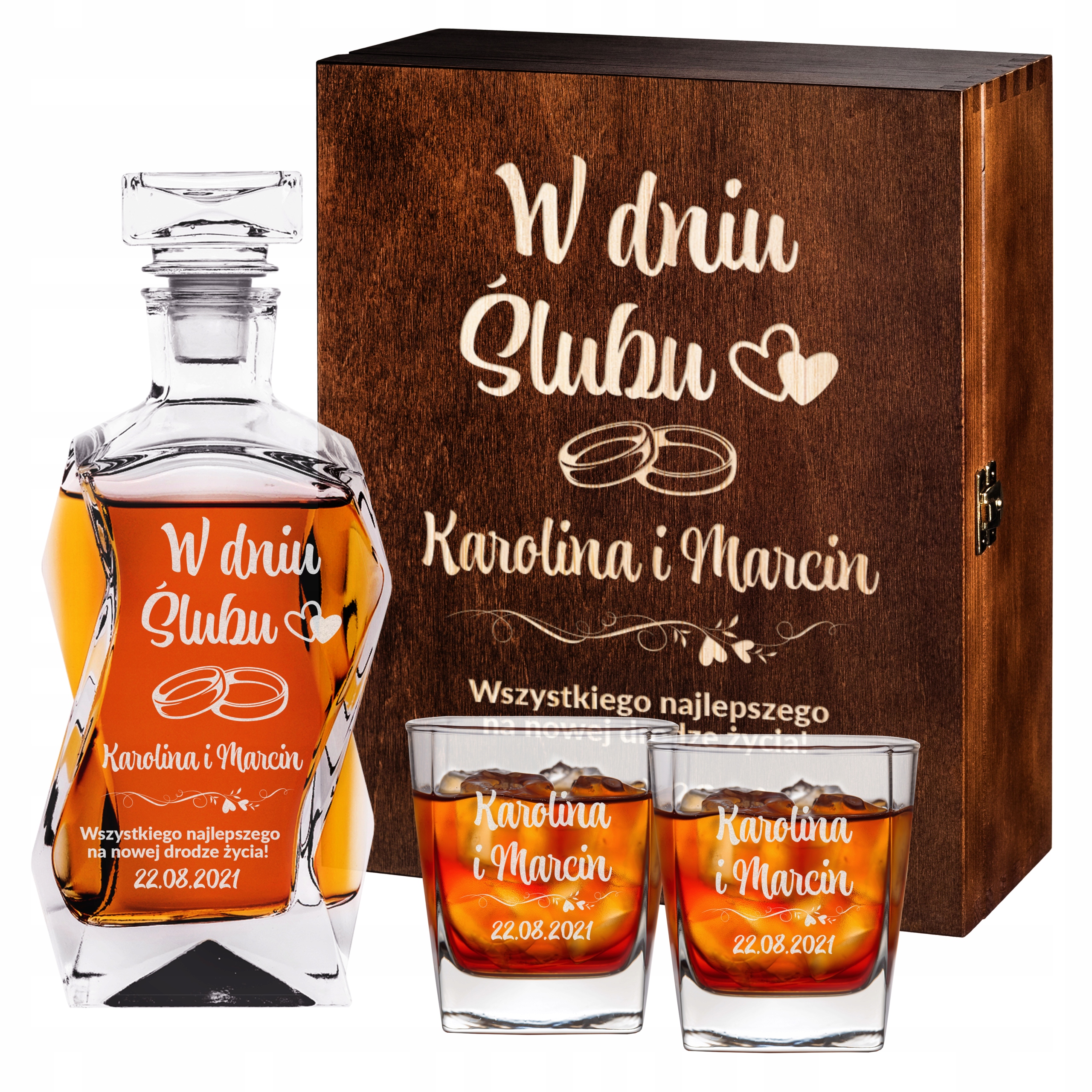 

Karafka Skrzynka Szklanki Z Grawerem Ślub