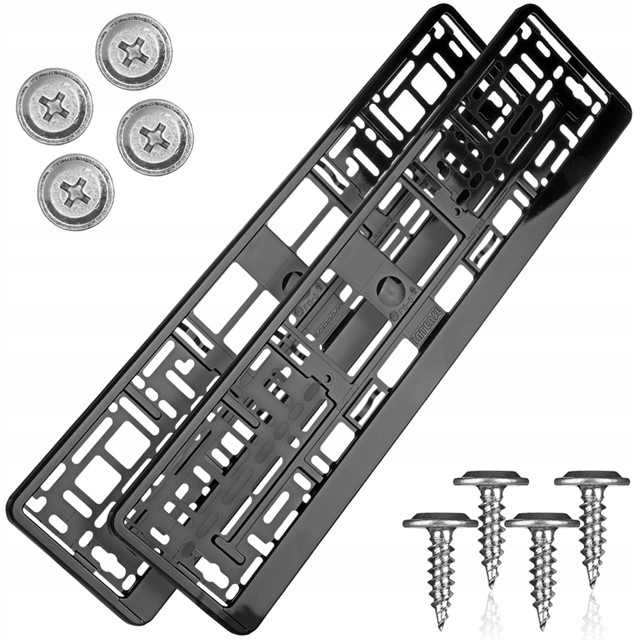 RAMKi Pod Tablice rejestracyjne Metalizowane Czarna Śrubki