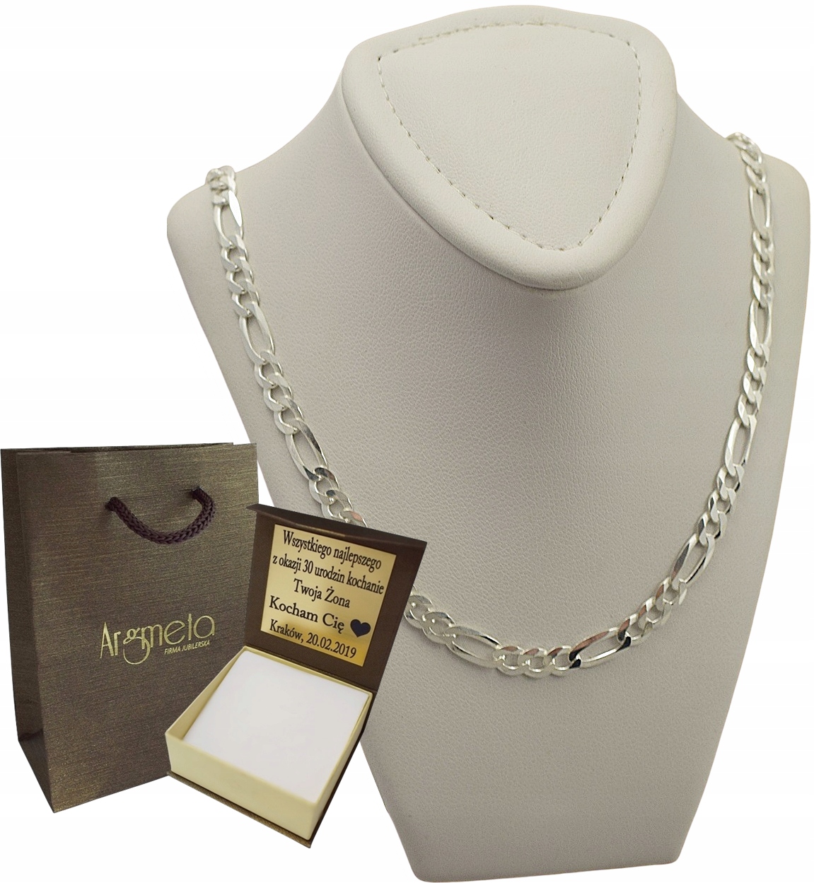 

Łańcuszek Srebrny Męski Diamentowany Grawer Gratis