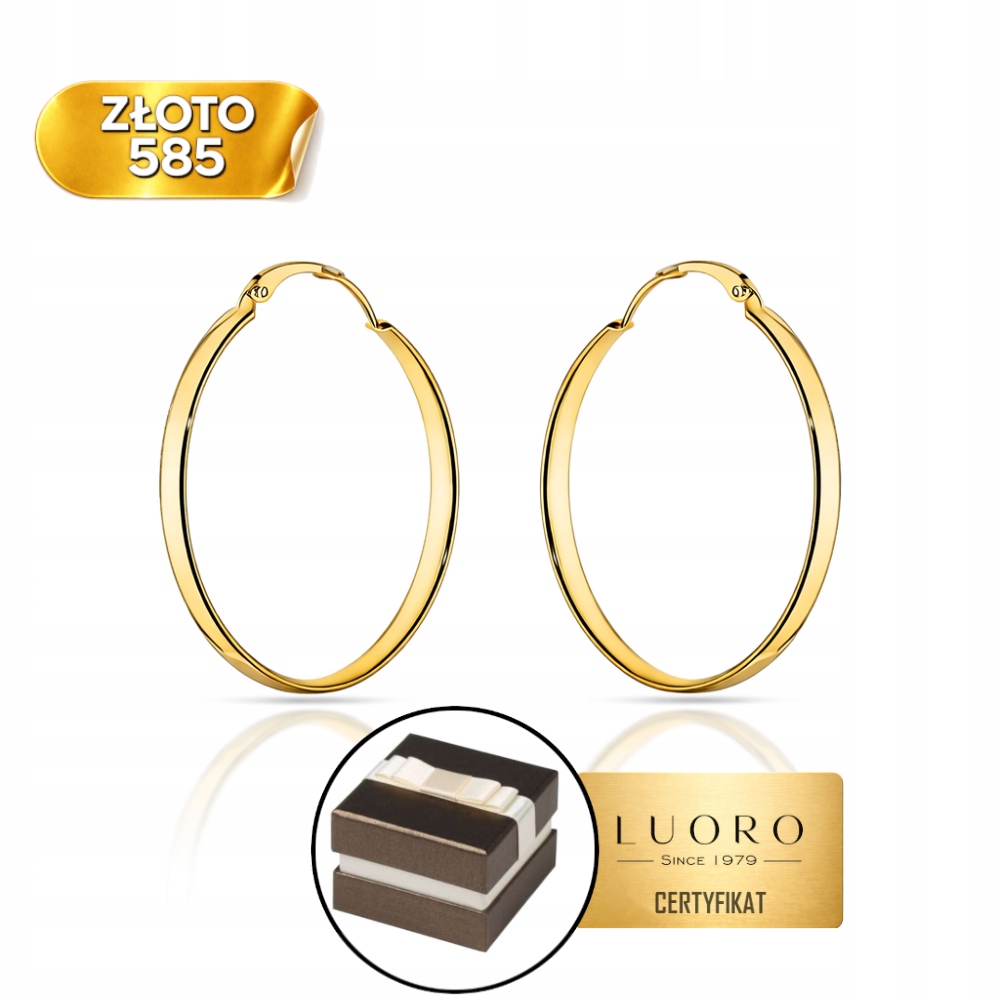 Náušnice Zlaté 585 14K Kolečka Hladké Na Anglickém Zapínání 28 MM