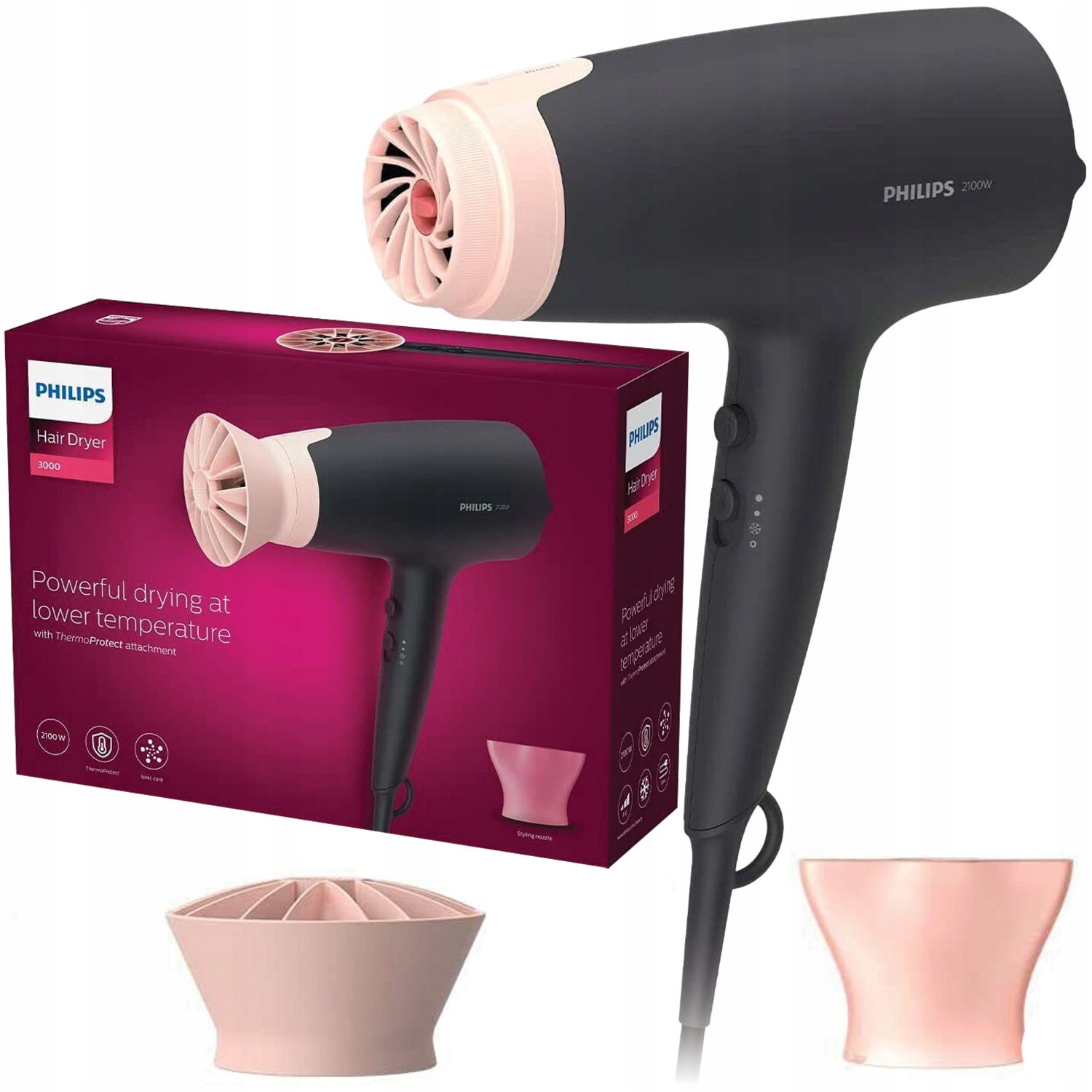 Vysoušeč vlasů Philips 2100W Series 3000 BHD350/10 ThermoProtect