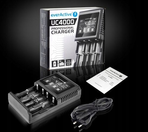 ŁADOWARKA EverActive UC-4000 Li-ion Ni-MH AA AAA Kolor czarny