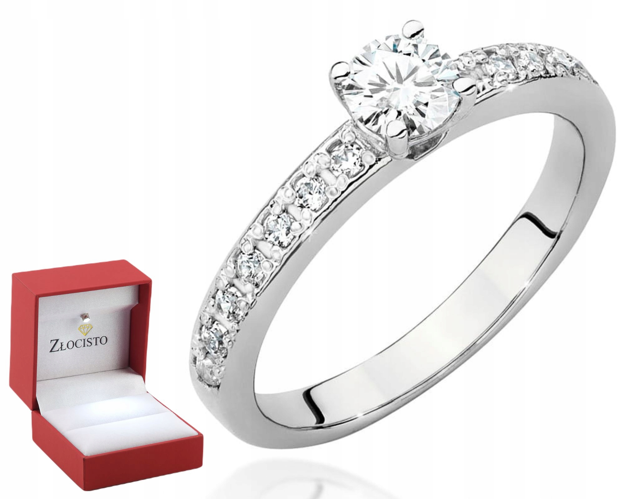 Bílé Zlato Prstýnek S Diamanty Gravírování 585 Bonus Dárek