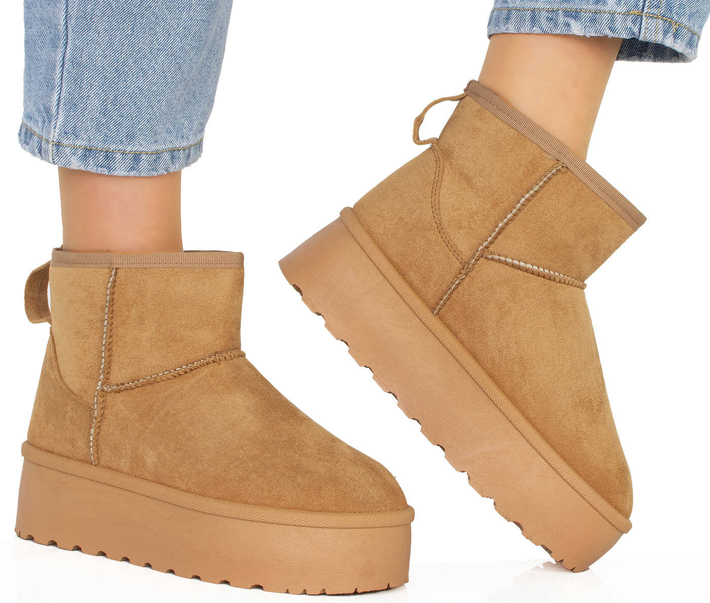 ŚNIEGOWCE CAMEL OCIEPLANE KHAKI BOTKI NA PLATFORMIE 37