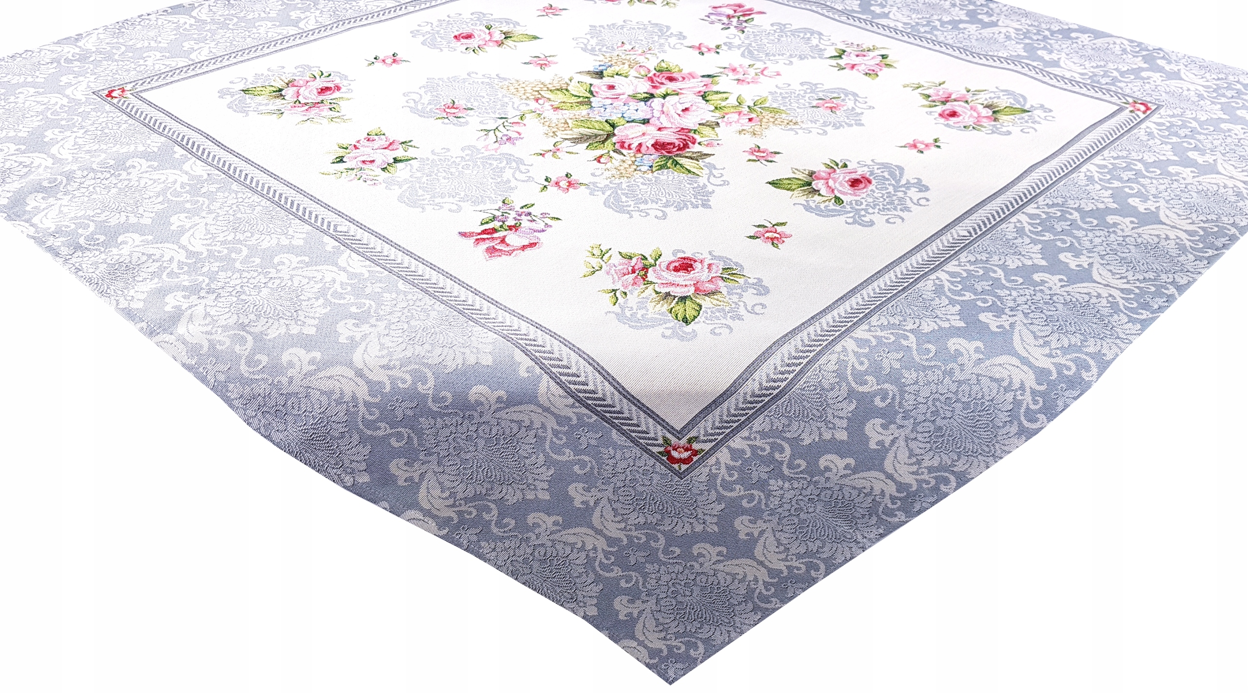 Serveta Růže Zahrada Ornamenty 98X98 Skvrnitá Gobelín Elegantní Šedá