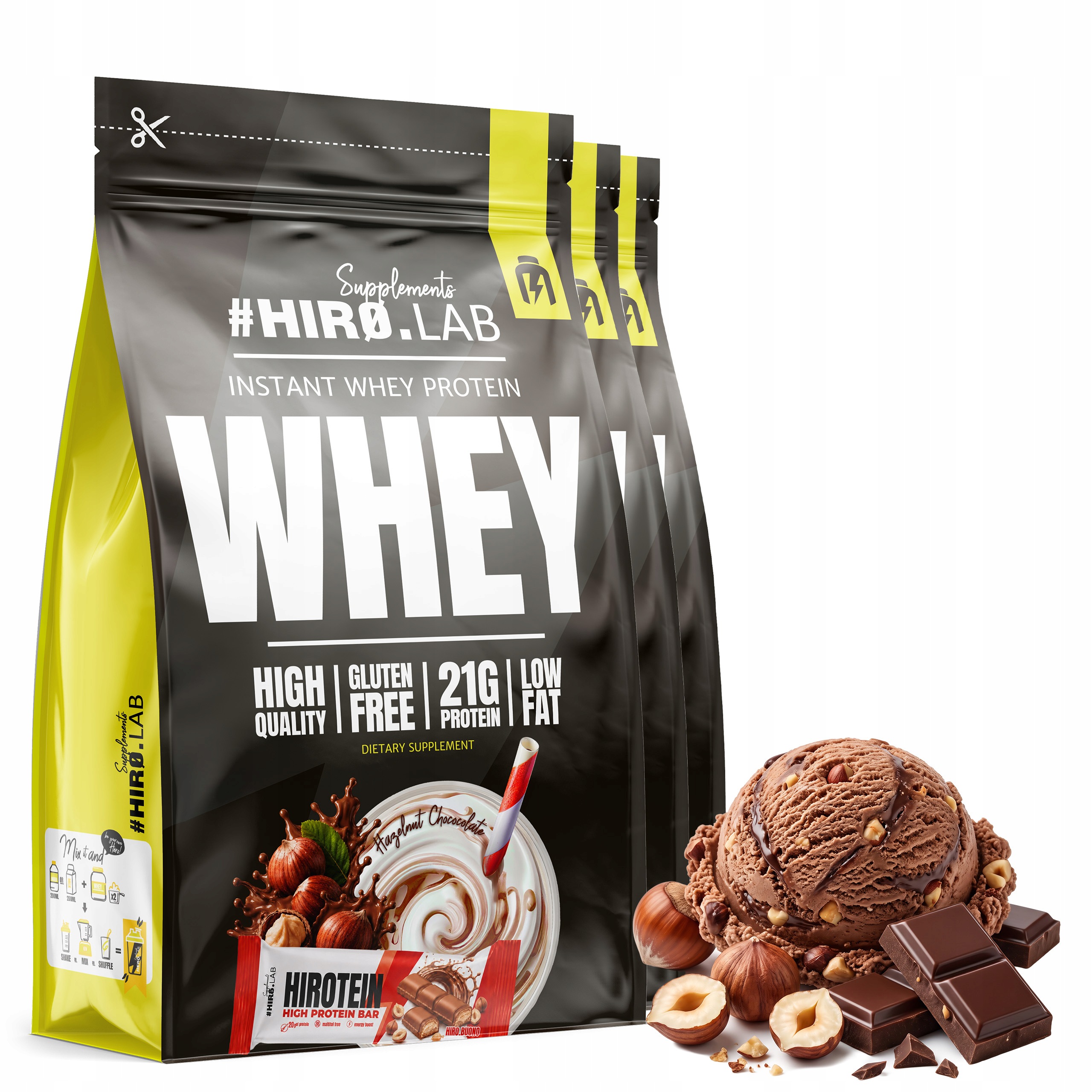 3x Wpc Instant Whey Protein syrovátkový doplněk stravy 750 g Buono Hiro