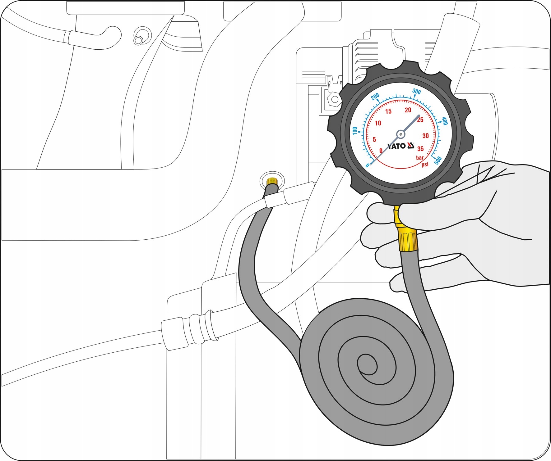 YATO MIERNIK TESTER CISNIENIA OLEJU 0 35 BAR 12 EL Producent code YT 73030