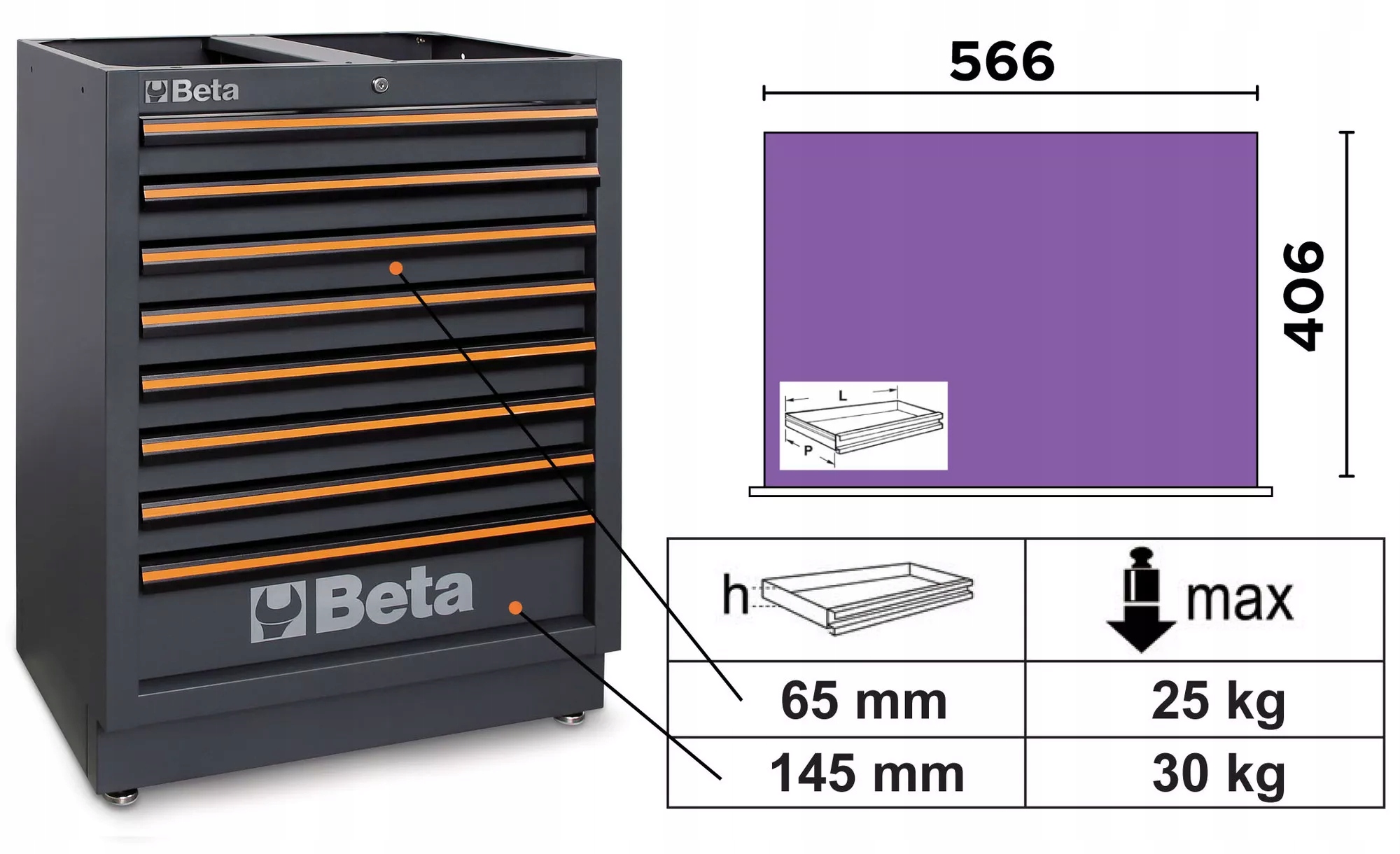 Moduł stały z 8 szufladami system C45PRO Beta 4500/C45PRO/M8 Kod producenta 4500/C45PRO/M8