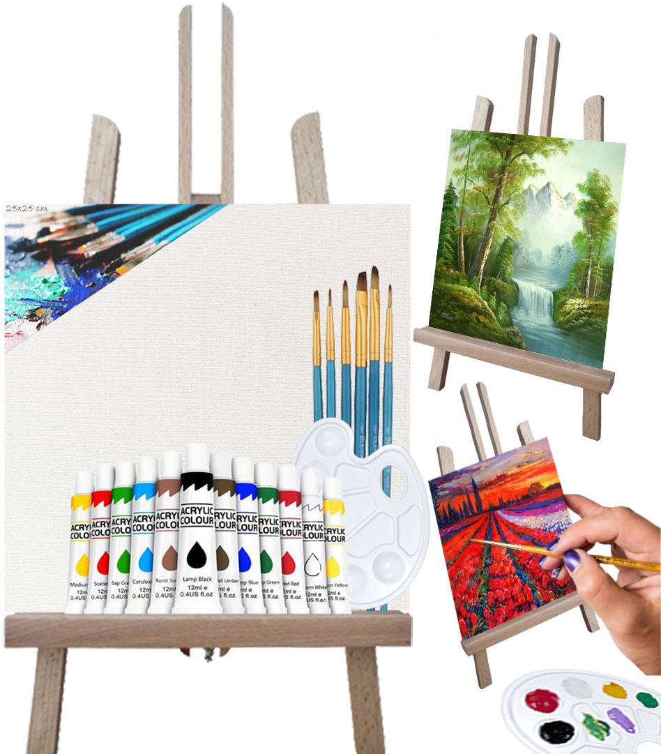 PODOBRAZIE SZTALUGA FARBY PĘDZLE ZESTAW MALARSKI