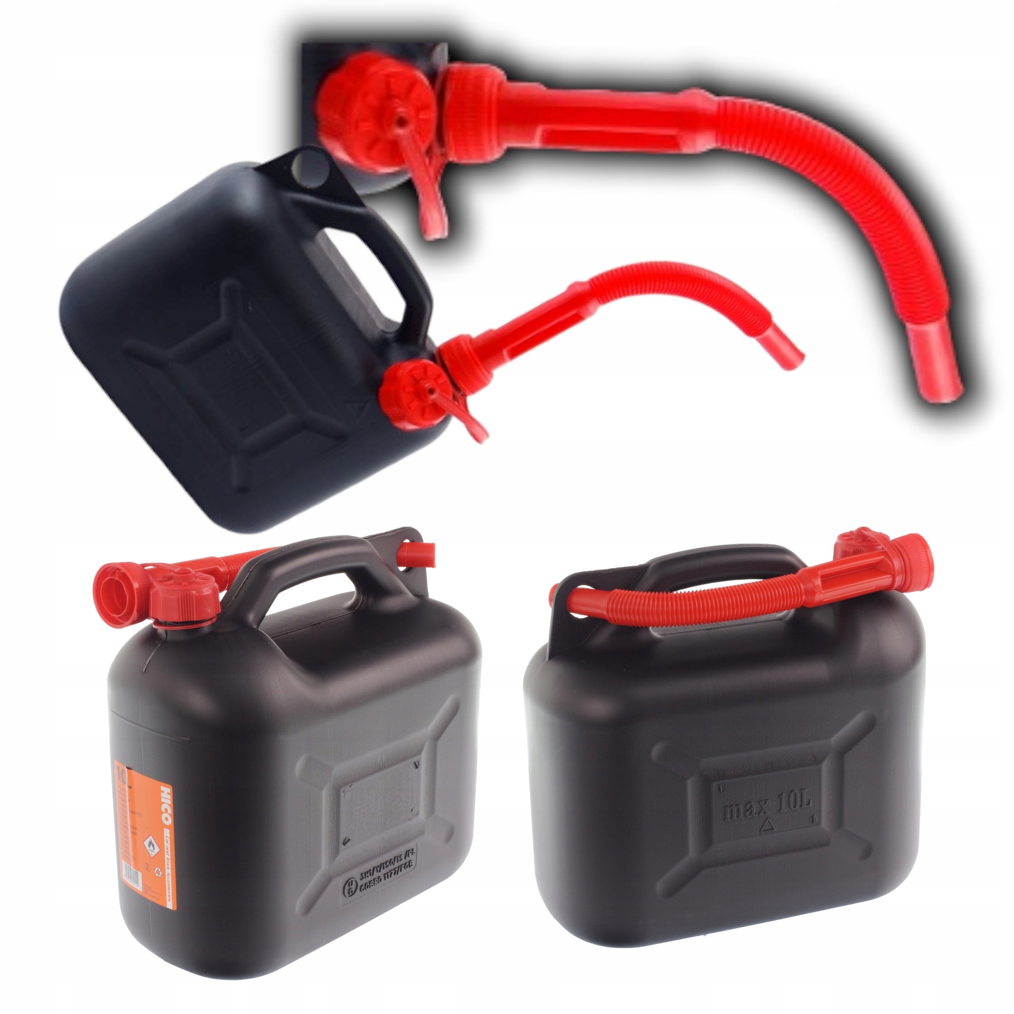 Kanister Bańka z lejkiem na paliwo benzynę ropę 10 L czarny EAN (GTIN) 5903317560715