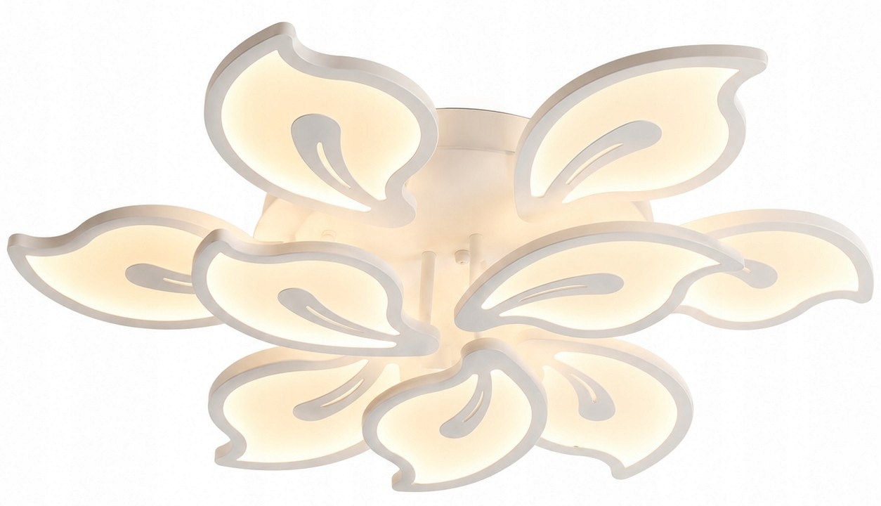 Lampa Led sufitowa Biała w kształcie dużego Kwiatu sterowana pilotem