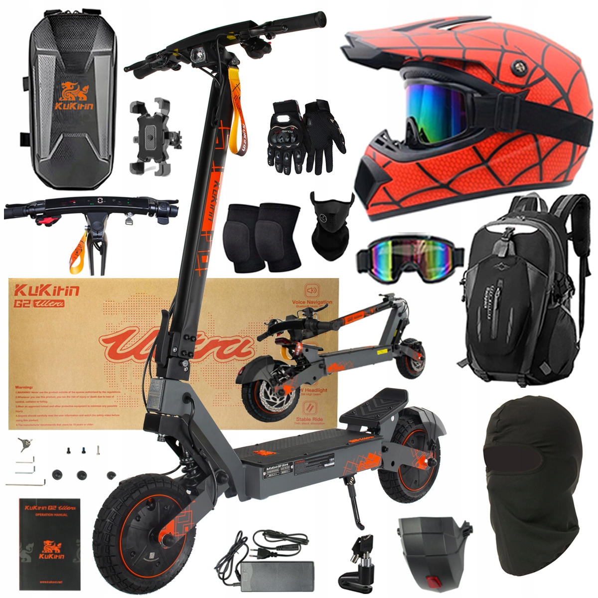 Kukirin G2 Ultra elektrické vozidlo 2000W 55km/h 55KM 48V18Ah 10" dárky