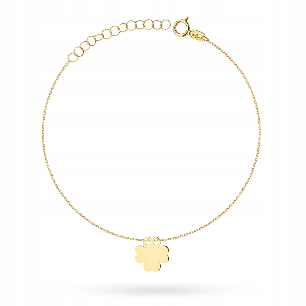 Złota Bransoletka Damska pr. 585 14k Koniczynka Kwiatek Pudełko