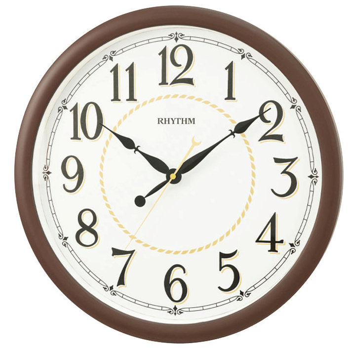 Veľké Čitateľné Klasické Hnedé Nástenné Hodiny Rhythm CMG612NR06 40 cm