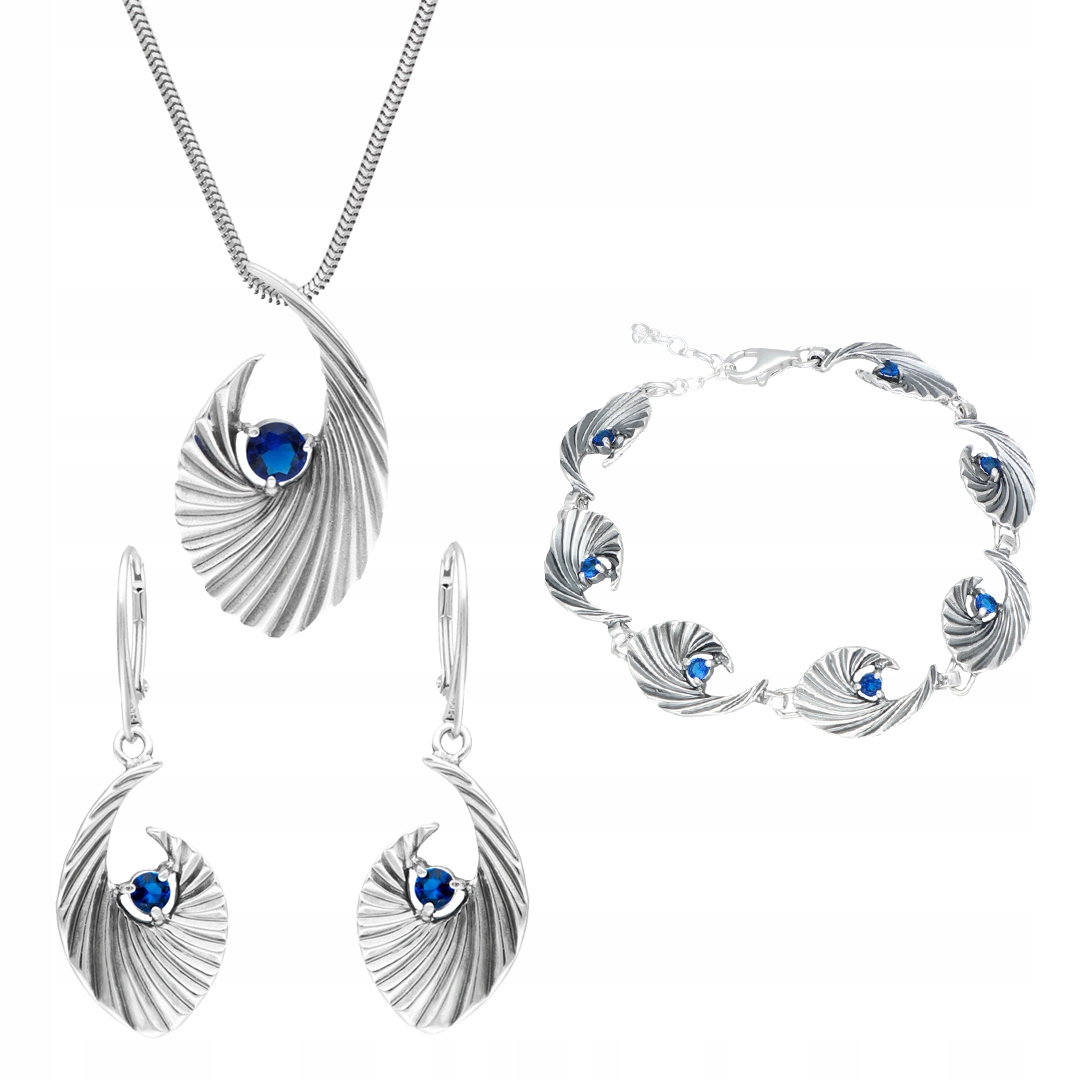 Komplet vln se safírovým zirkonem stříbro