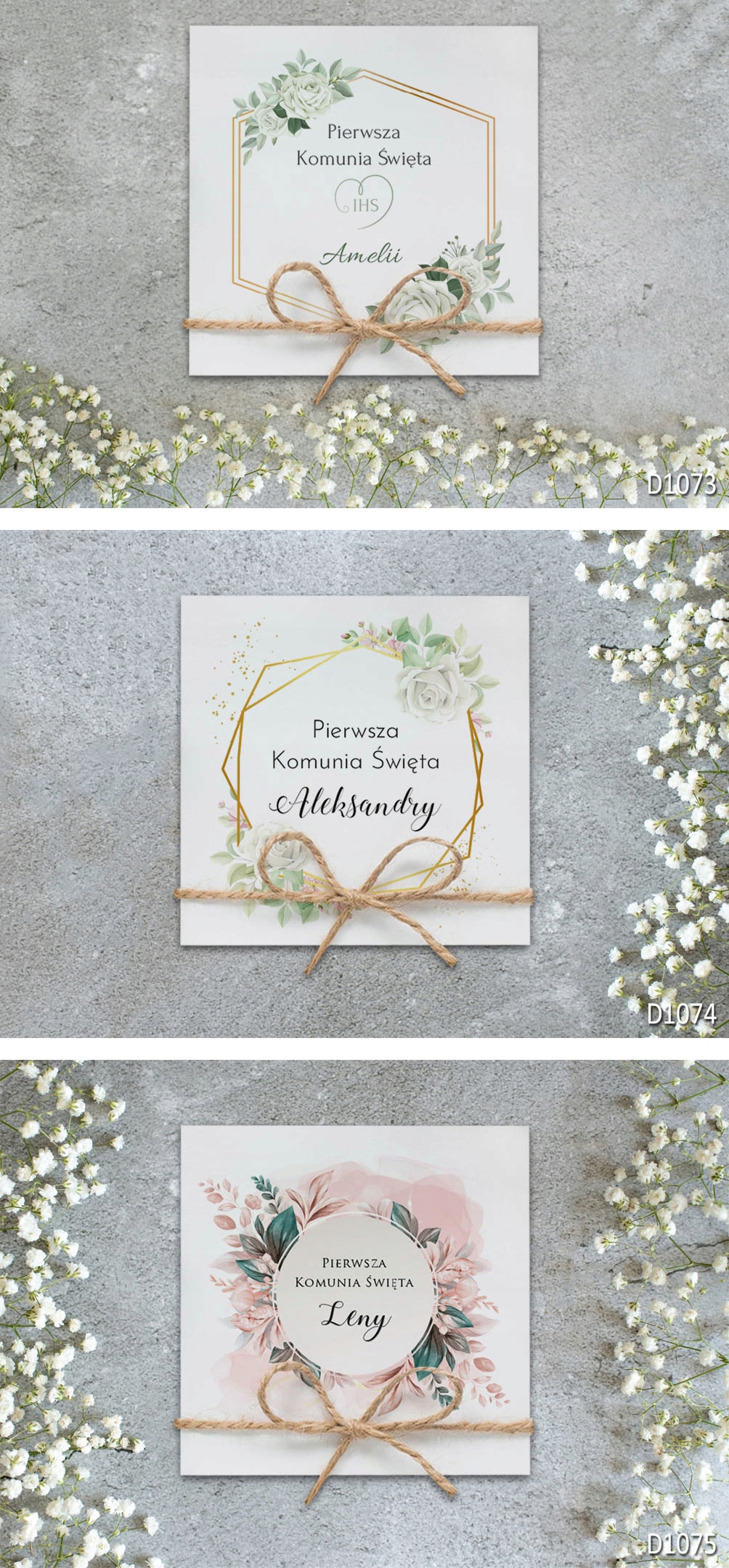 Zaproszenia na Pierwszą Komunię Świętą komunijne PERSONALIZOWANE+ GRATIS Rodzaj komunia