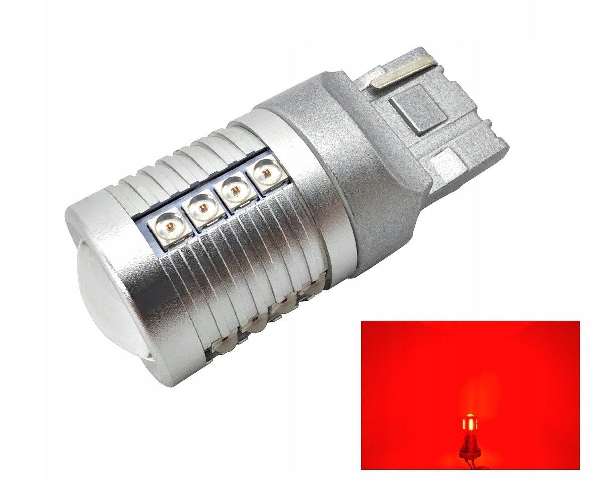 

W21W żarówka Led 7440 12-24V Can 2000lm czerwona