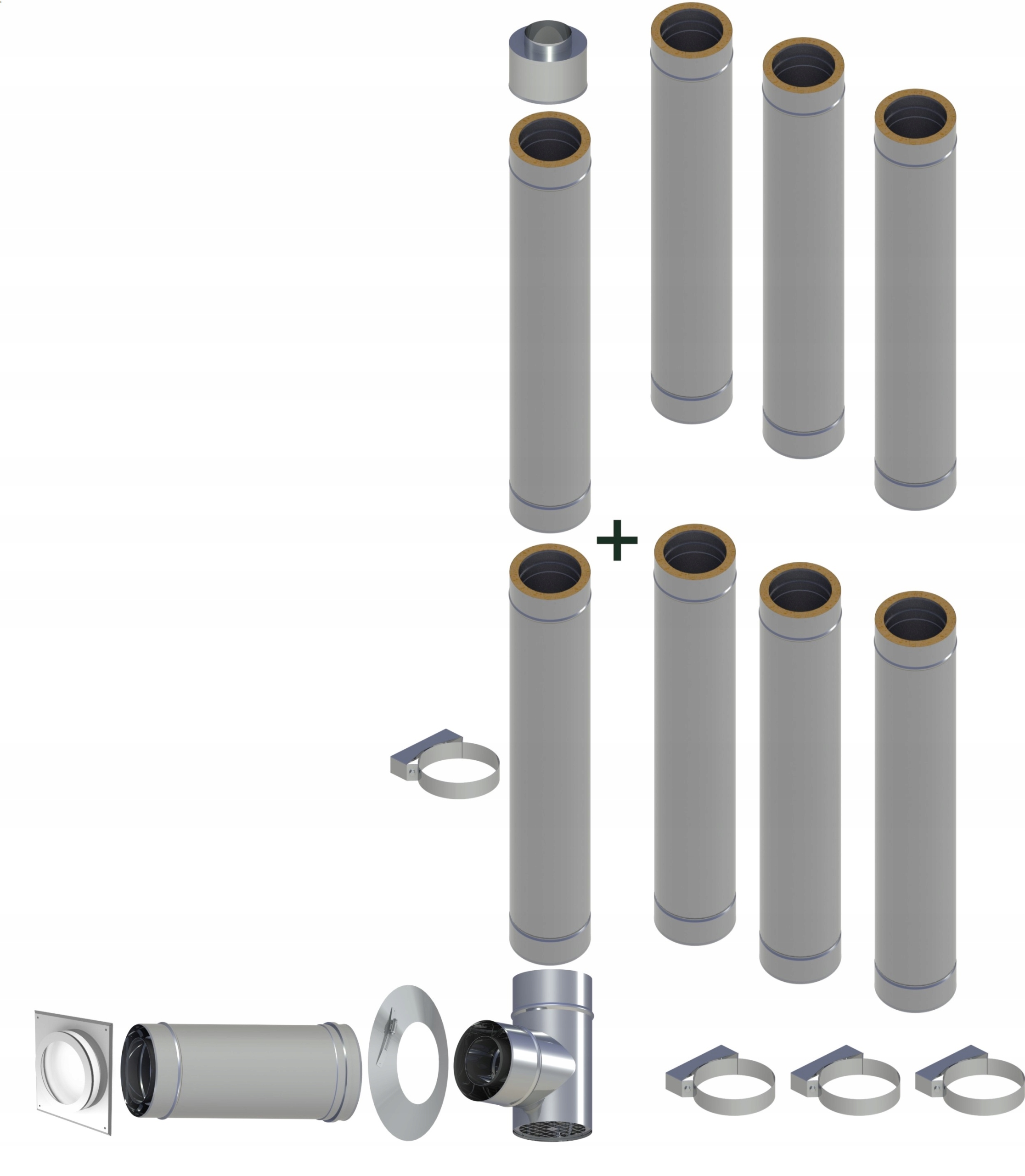 Kondensacyjny komin izolowany fi 80*125mm, 8 rur