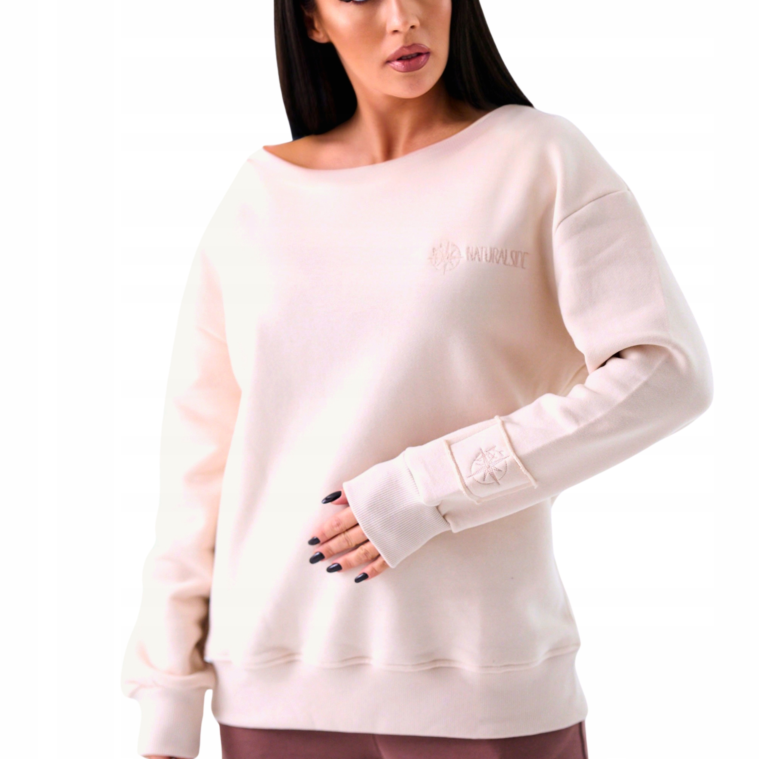 Dámská Mikina , rovný lodičkový výstřih, Premium béžová, XL XXL