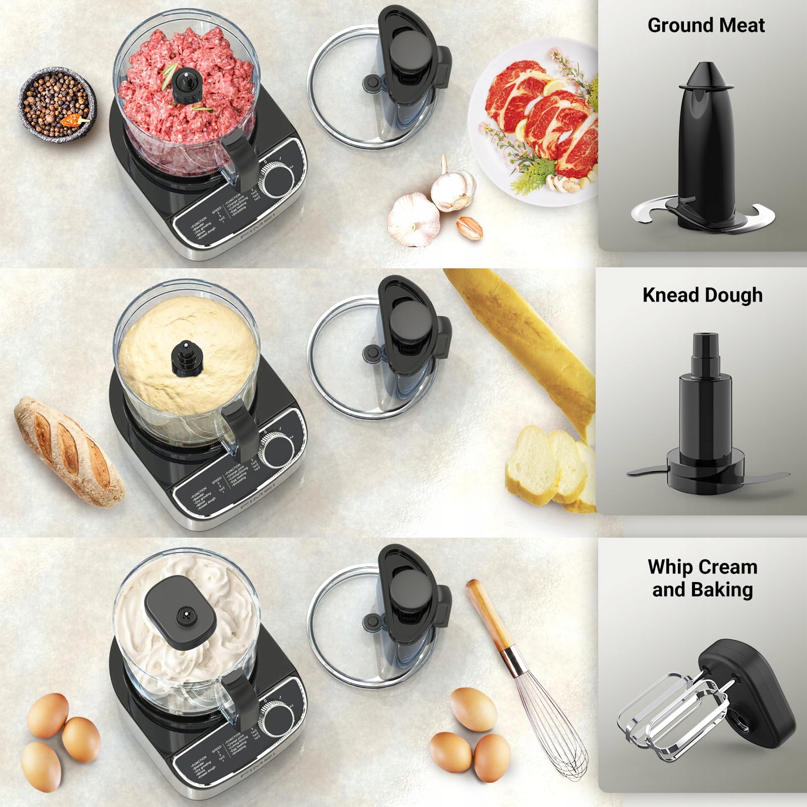 FIMEI Robot Kuchenny 1300W 3 Prędkości 35L Malakser 1,5L Blender — miniatura 6