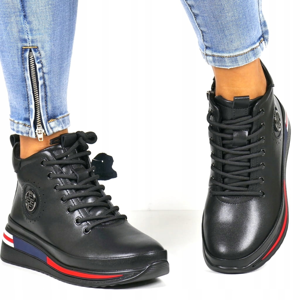 Módní Kožené Kotníkové Boty Na Klínku Platformy Se Zapínáním Na Zip, Černá Kůže 7