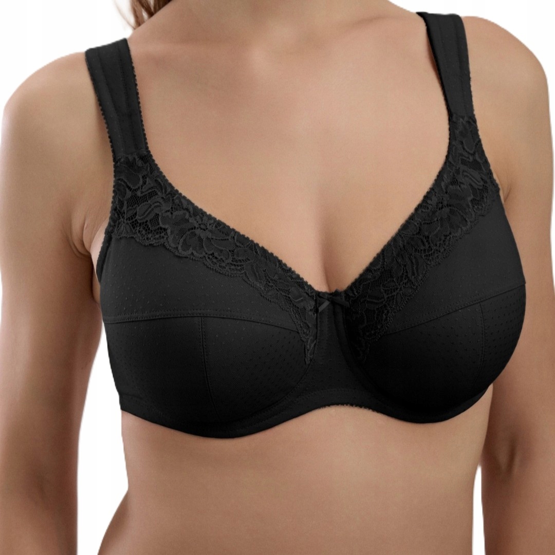 Biustonosz Miękki z fiszbinami koronkowy Plus Size Conte RB6287 czarny 90J