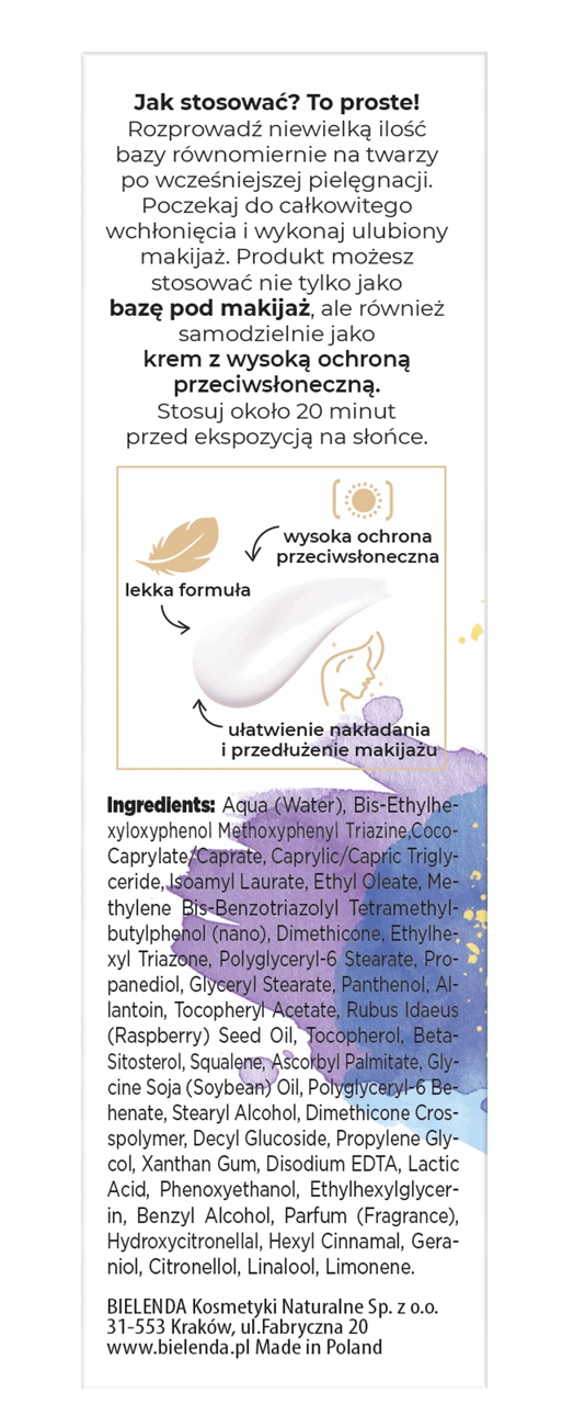 BIELENDA NAWILŻAJĄCA OCHRONNA BAZA POD MAKIJAŻ SPF Marka Bielenda