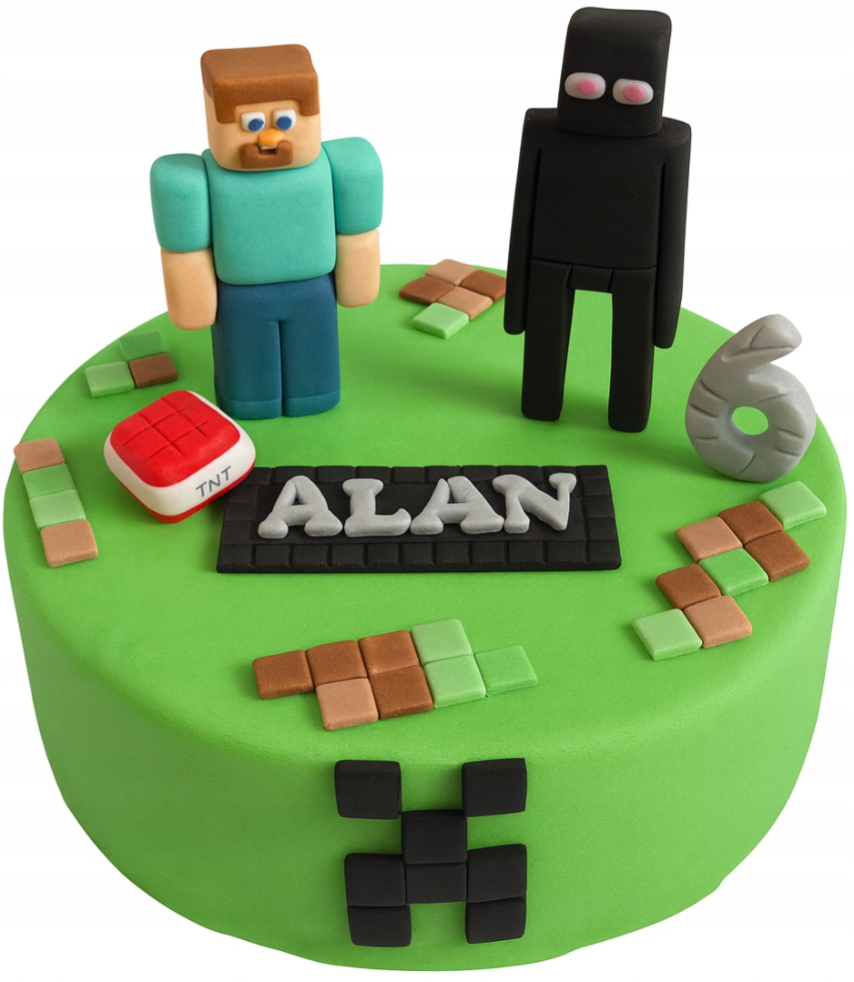 Levně Pixely – sada cukrových figurek dort: Stev, Postava, Tabulka, Tnt