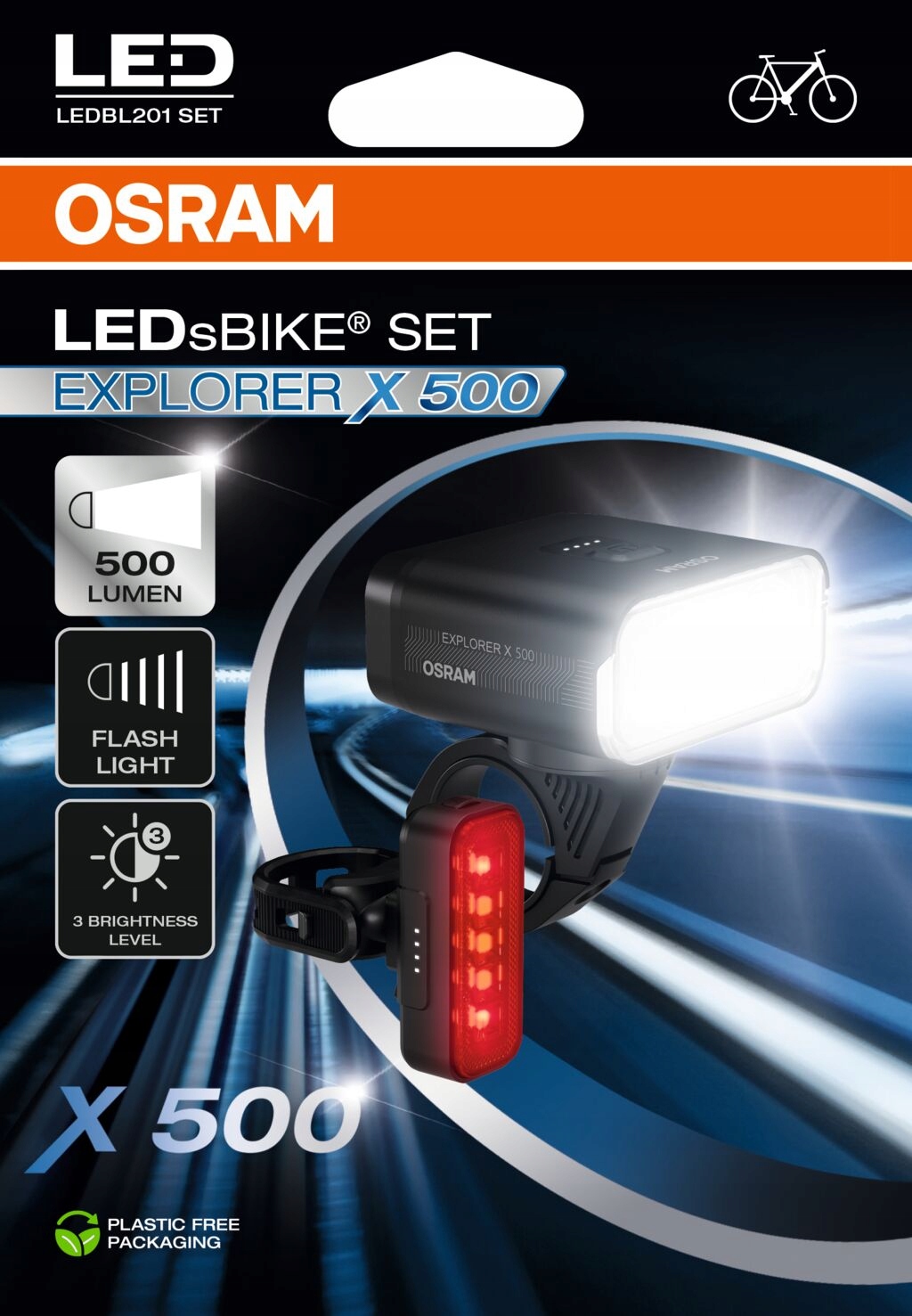 Osram Ledsbike Explorer 500 Set Lampki Rowerowe Przód Tył 500LM Usb-c