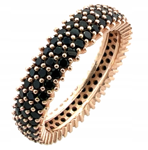 Prstýnek Dámský prsten 925 s černými Zirkony