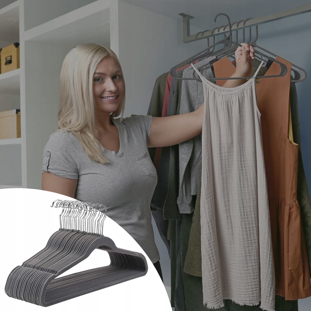 20X WIESZAKI NA UBRANIA WELUROWE WIESZAK UBRANIOWY DO GARDEROBY NA CIUCHY Szerokość mebla 45 cm