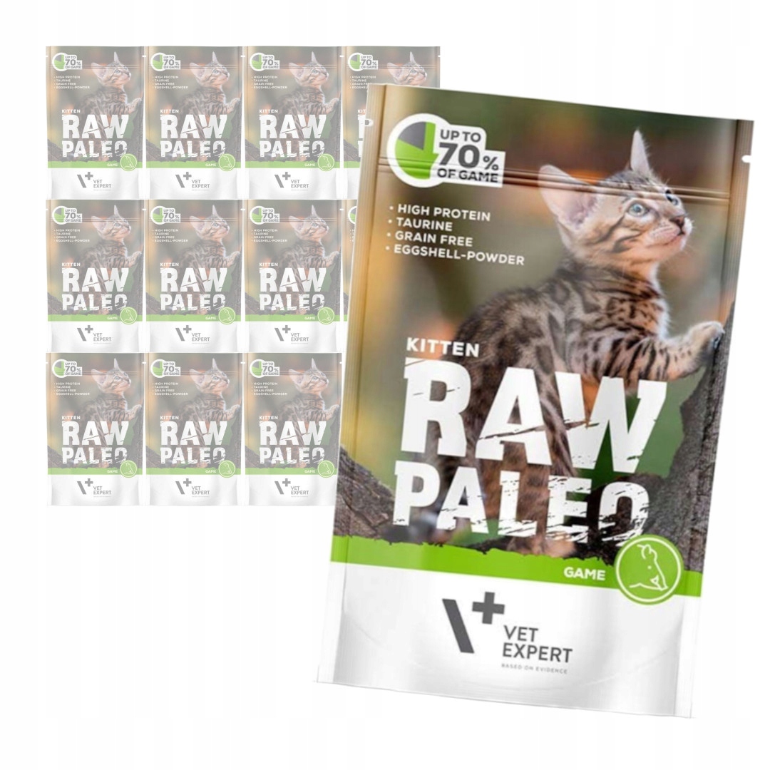 Levně Vet Expert Raw Paleo Kitten Game 12x100g Krmivo mokré se zvěřinou pro koťata