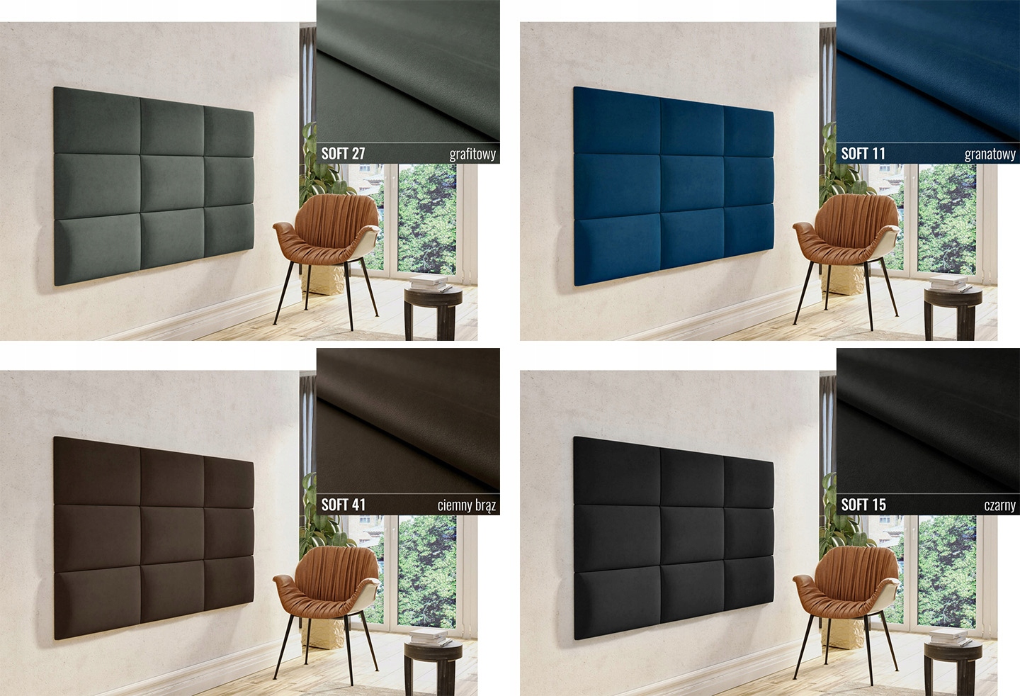 PRÓBKI TKANIN SOFT zestaw 5 próbek / PANELE tapicerowane SOFT próbki 5 szt. Producent inna