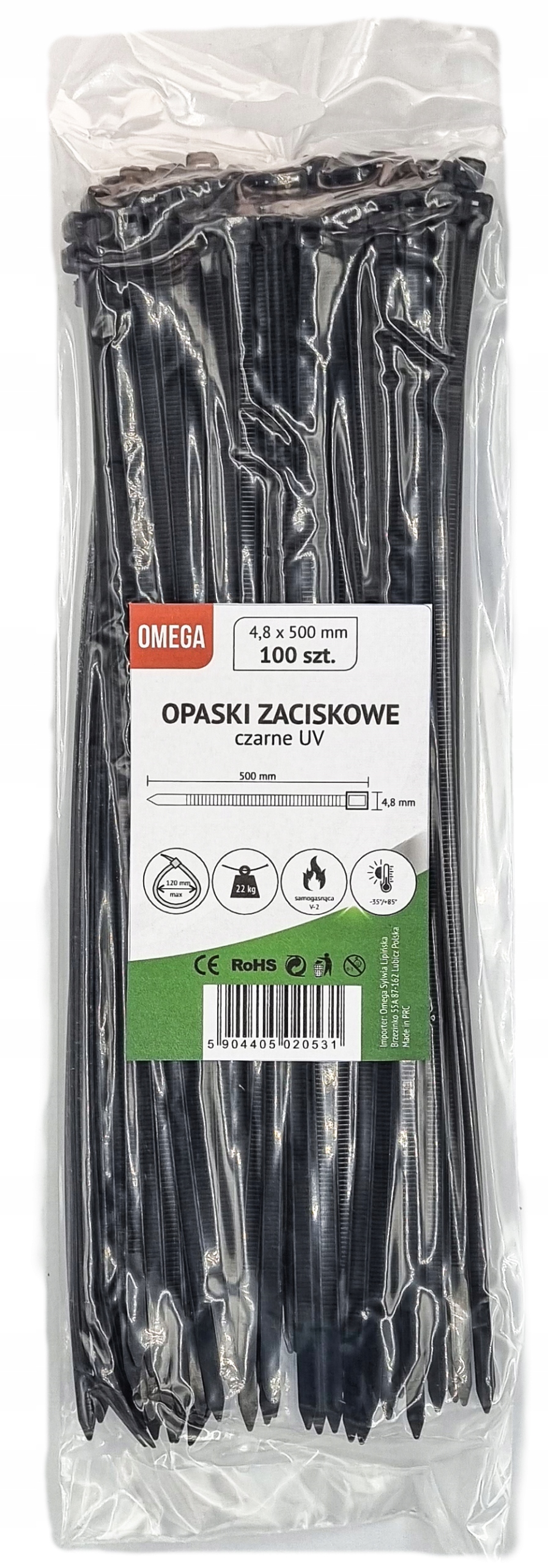 

Opaski Trytki Zaciskowe Kablowe Uv Czarne 4,8X500
